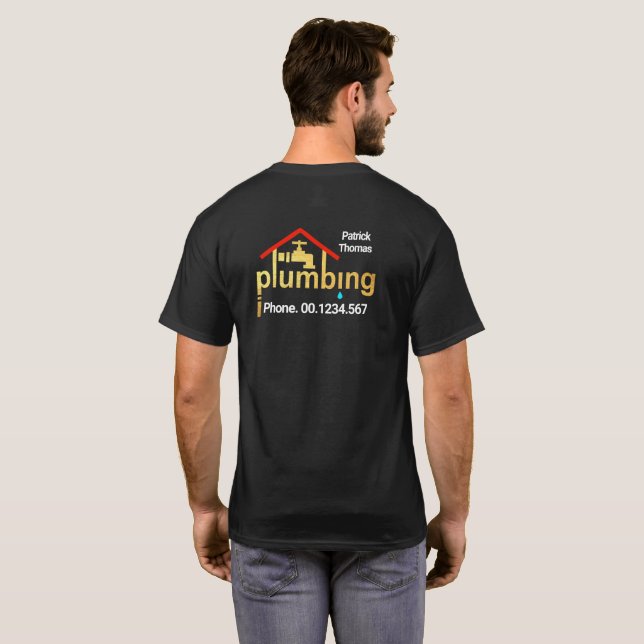 Creative Gold Zuhause Plumbing Leaking Stich T-Shirt (Schwarz voll)