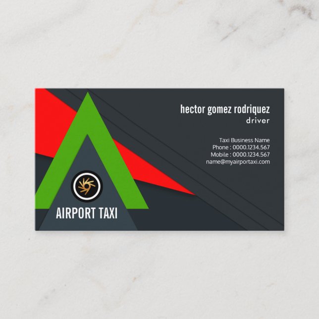 Creative Green Jet Strike Red Sky Airport Taxi Visitenkarte (Vorderseite)