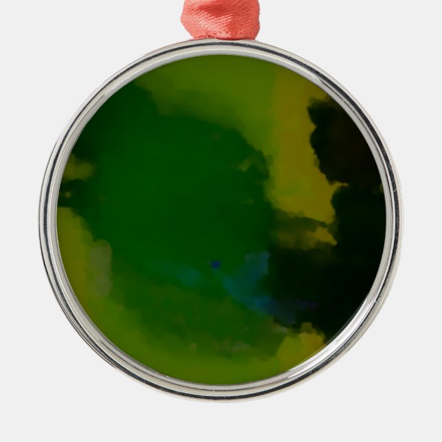 Creative Green Yellow Abstrakt Silbernes Ornament (Vorne)