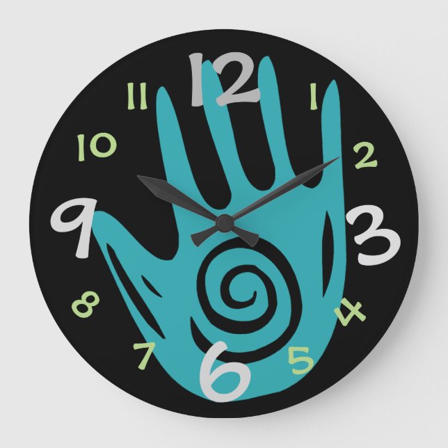 Creative Hand Wall Clock for Art/Craft Room Große Wanduhr (Vorderseite)