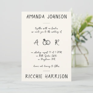 Creative Handwriting Script & Monogram Wedding Einladung