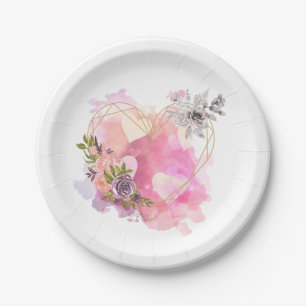 Creative Heart gestreift mit Water Color Splash Pappteller
