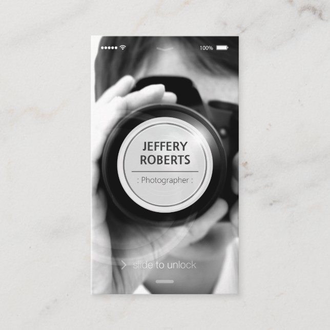Creative iPhone iOS Style - Moderner Fotograf Visitenkarte (Vorderseite)