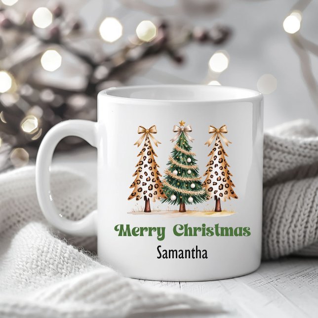 Creative Leopard Christmas Trees Custom Name Mug Kaffeetasse (Creative Leopard Christmas Trees Custom Name Mug)