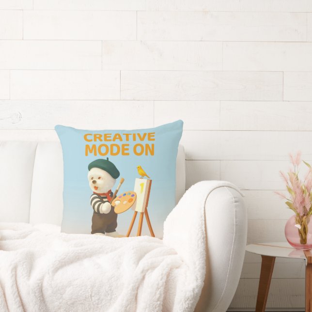 Creative Mode On: Painter Bichon Dog Artist Art Kissen (Liege)