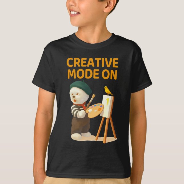 Creative Mode On: Painter Bichon Dog Artist Art T-Shirt (Vorderseite)