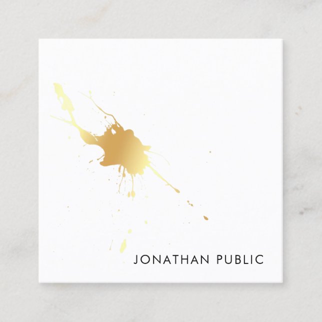 Creative Modern Gold Splash Elegante Vorlage Quadratische Visitenkarte (Vorderseite)