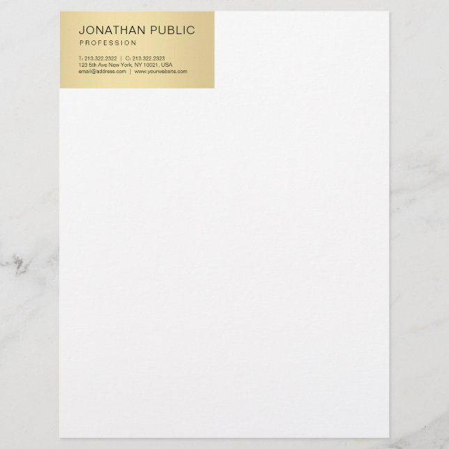 Creative Modern Gold Weißes Template Elegant Einfa Briefbogen (Vorderseite)