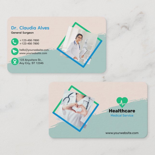 Creative Modern Medical Service Business Card Visitenkarte (Vorne/Hinten)