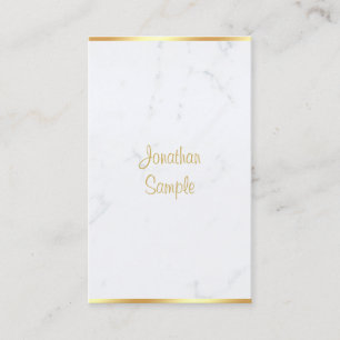 Creative Modern White Marble Gold Handschrift Luxe Visitenkarte