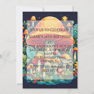 Creative Mushroom Illustration Geburtstagsparty Einladung