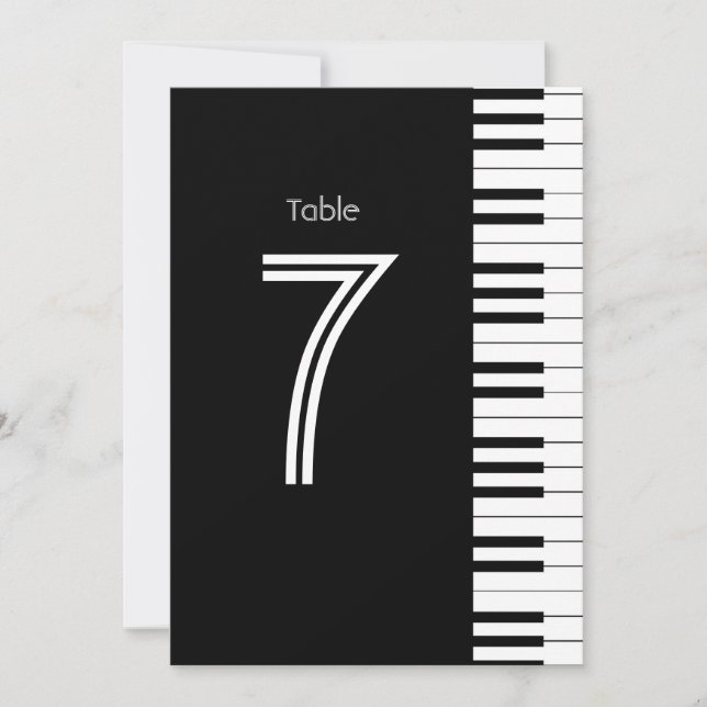 Creative Musicians Piano Key Tischnummer Card (Vorderseite)