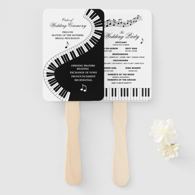 Creative Musicians Piano Keys Wedding Program Fächer (Vorne und Hinten)