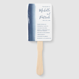 Creative Navy Blue Watercolor Hochzeitsprogramm Fächer