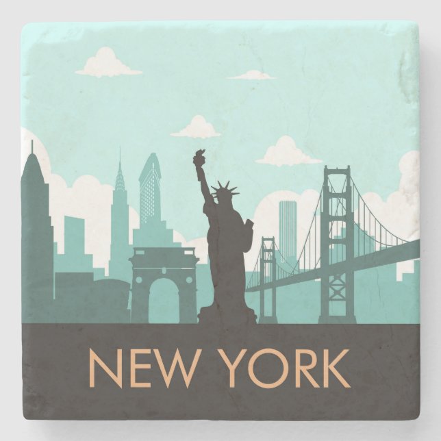 Creative New York Skyline Steinuntersetzer (Vorderseite)