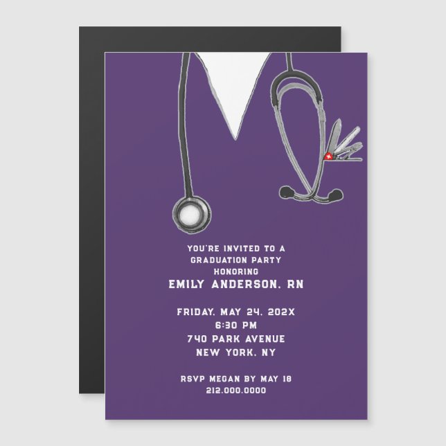 Creative Nurse Grad Party Magneteinladung (Vorne/Hinten)