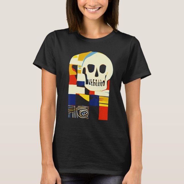 Creative Patchwork Skull Abstrakte Formen Artful G T-Shirt (Vorderseite)