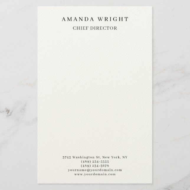 Creative Plain Simple White Attractive Stylish Briefpapier (Vorderseite)