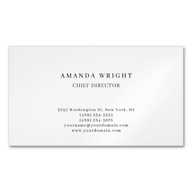 Creative Plain Simple White Attractive Stylish Magnetische Visitenkarte (Vorderseite)