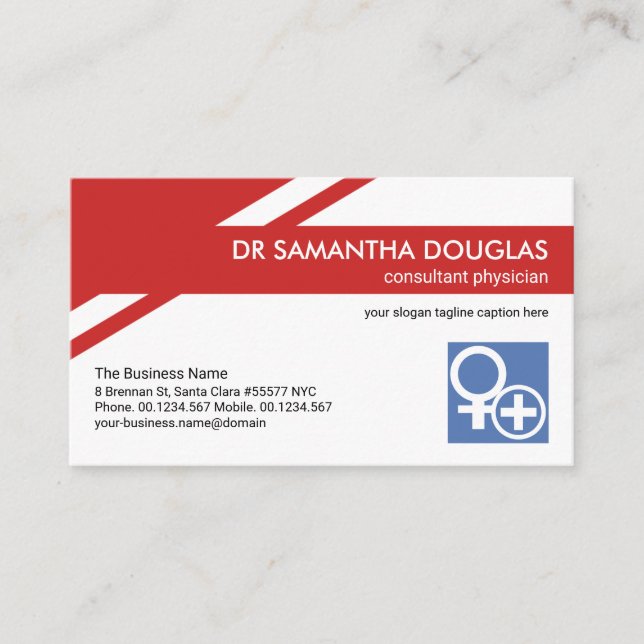 Creative Red Geometric Layers Healthcare Medical Visitenkarte (Vorderseite)