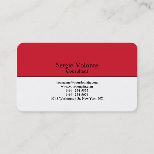 Creative Red White Trendy Schlicht Stylish Simple Visitenkarte (Vorderseite)