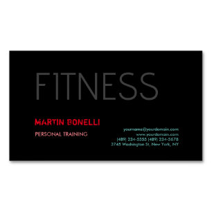 Creative Retro Black Gray Dynamic Personal Trainer Magnetische Visitenkarte