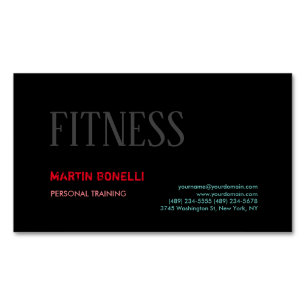 Creative Retro Black Gray Dynamic Personal Trainer Magnetische Visitenkarte
