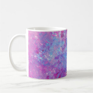 Creative rosa-blaue Textur, Farbblöcke. Kaffeetasse