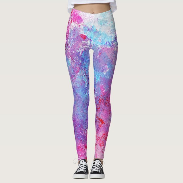 Creative rosa-blaue Textur, Farbblöcke. Leggings (Vorderseite)