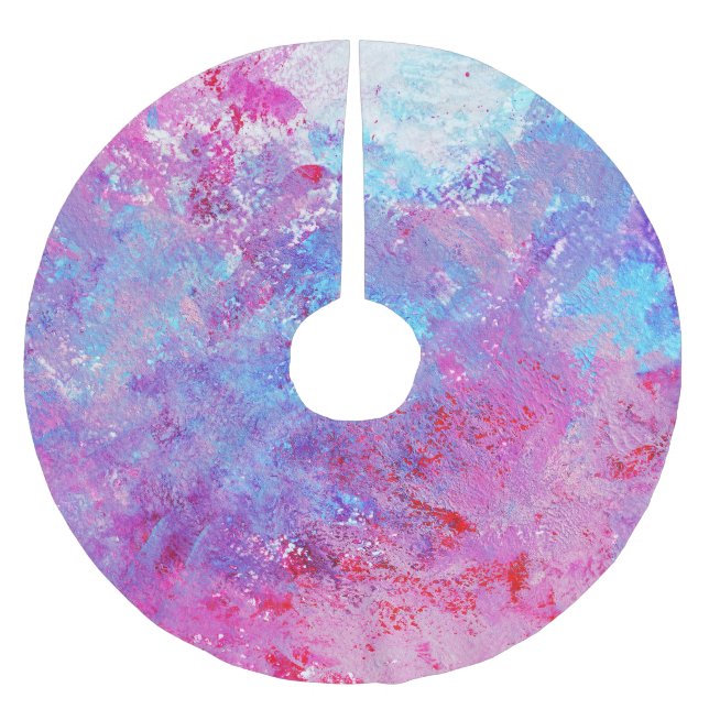Creative rosa-blaue Textur, Farbblöcke. Polyester Weihnachtsbaumdecke (Vorderseite)