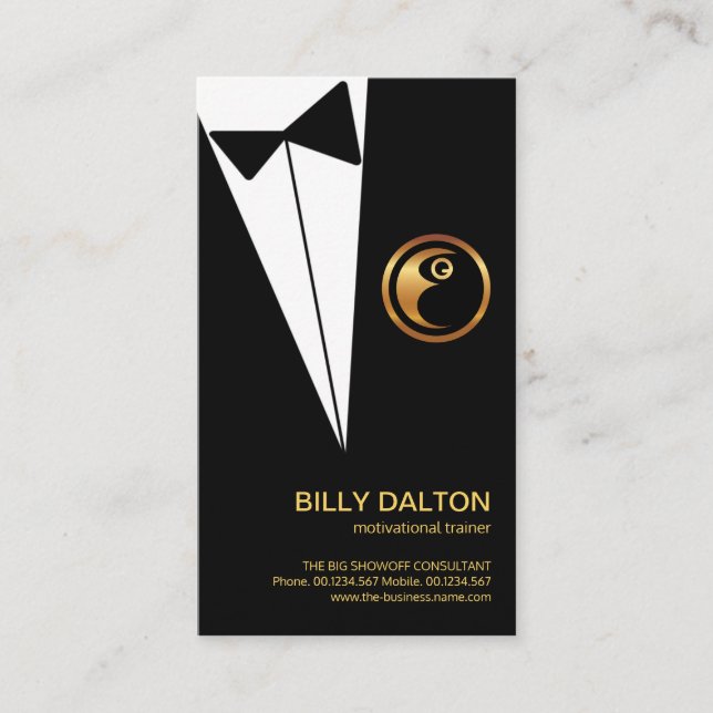 Creative Simple Black Tuxedo Motivierend Lautsprec Visitenkarte (Vorderseite)