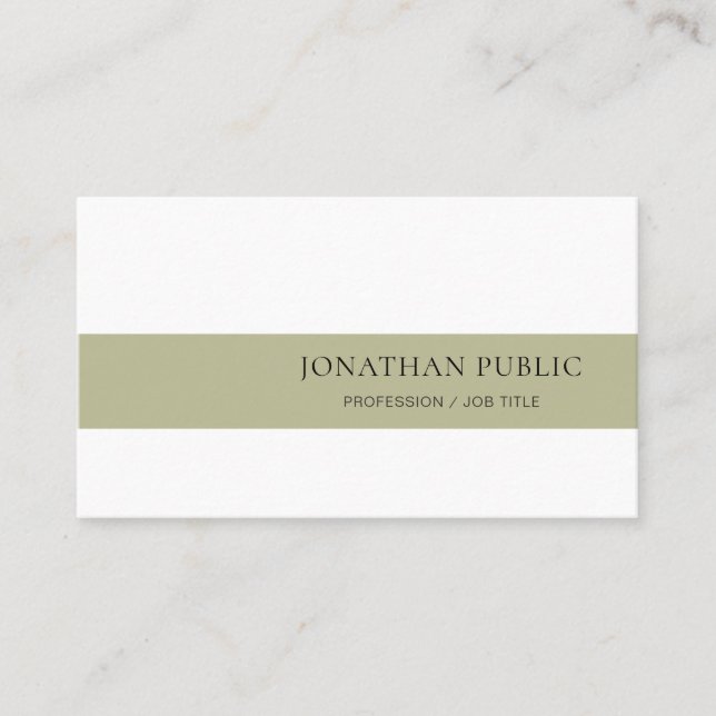 Creative Simple Design Green White Schlicht Trendy Visitenkarte (Vorderseite)