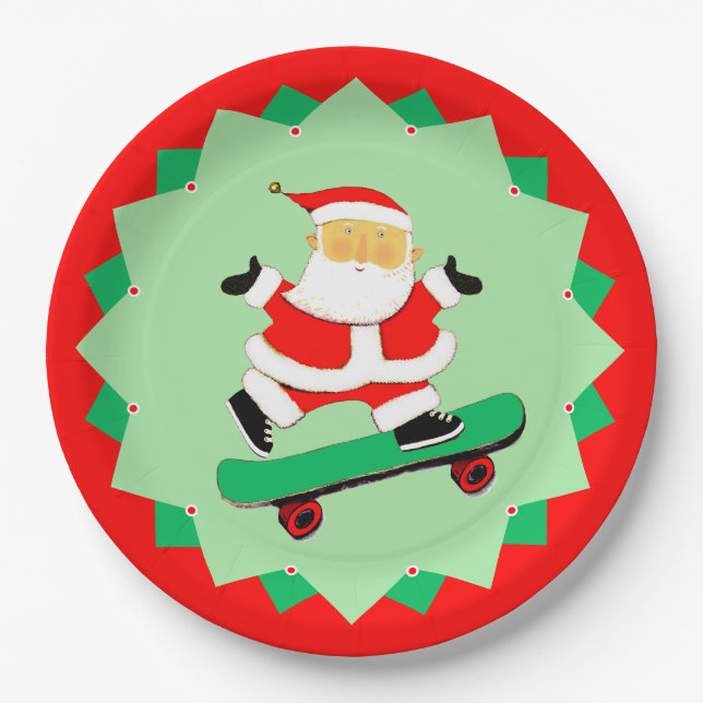 Creative Skateboarding Weihnachtsfeier Pappteller (Vorderseite)