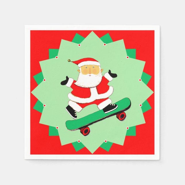 Creative Skateboarding Weihnachtsfeier Serviette (Vorderseite)