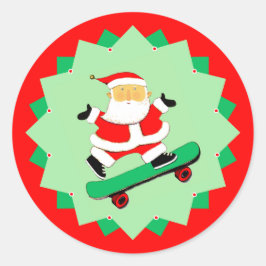 Creative Skateboarding Weihnachtsfeiertag Runder Aufkleber