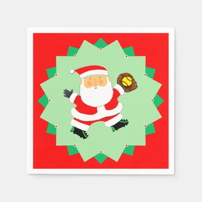 Creative Softball Christmas Holiday Party Serviette (Vorderseite)