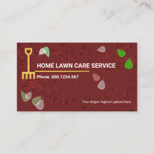 Creative Stylish Green Leaf Gold Rake Rasenpflege Visitenkarte