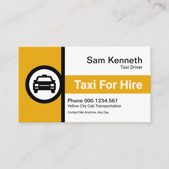 Creative Taxi Signage Stand Taxi Cab Treiber Visitenkarte (Vorderseite)