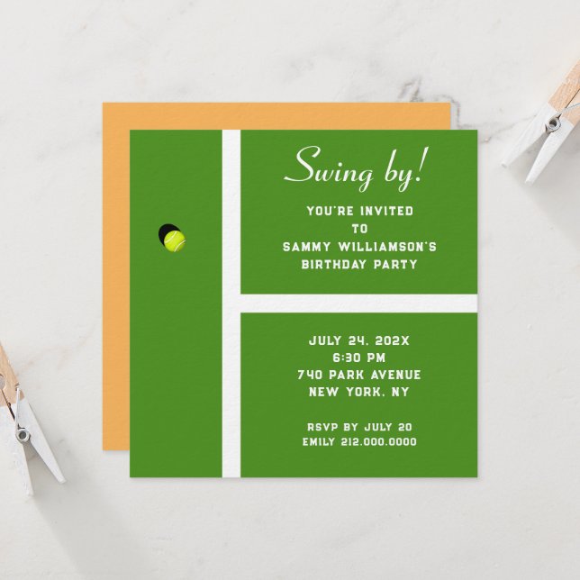 Creative Tennis Party Einladung (Vorderseite/Rückseite Beispiel)