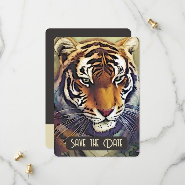 Creative Tiger lädt QR Code Card Save the Date ein (Vorderseite/Rückseite Beispiel)
