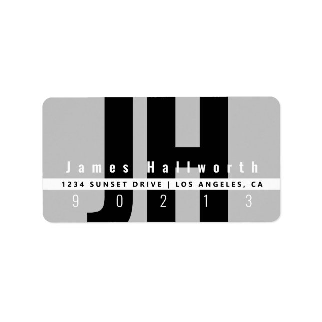 Creative Unique Modern | Schwarz-weiß Graue Adress Adressaufkleber (Vorne)