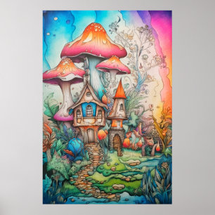 Creative Vintag Psychedelic Mushroom Zeichnend Poster