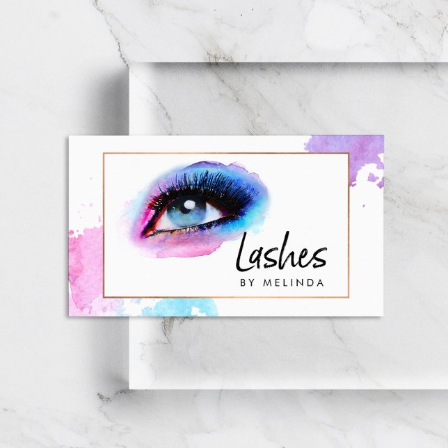 Creative Watercolor Eyelashes Blau Visitenkarte (Von Creator hochgeladen)