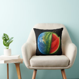 Creative Watermelon Planet Floating in Space. Kissen