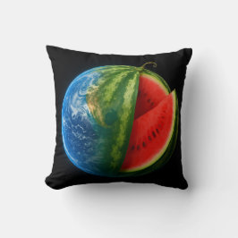 Creative Watermelon Planet Floating in Space. Kissen