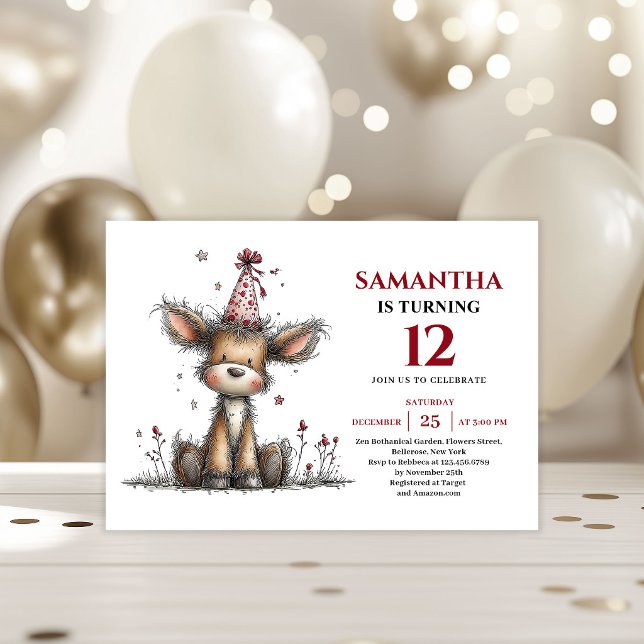 Creative whimsical animals deer kids birthday  einladung (Creative whimsical animals look kids birthday invitation

)