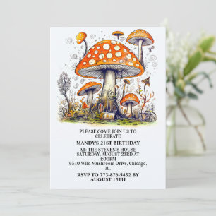 Creative Wild Mushroom Forest Art Geburtstagsparty Einladung