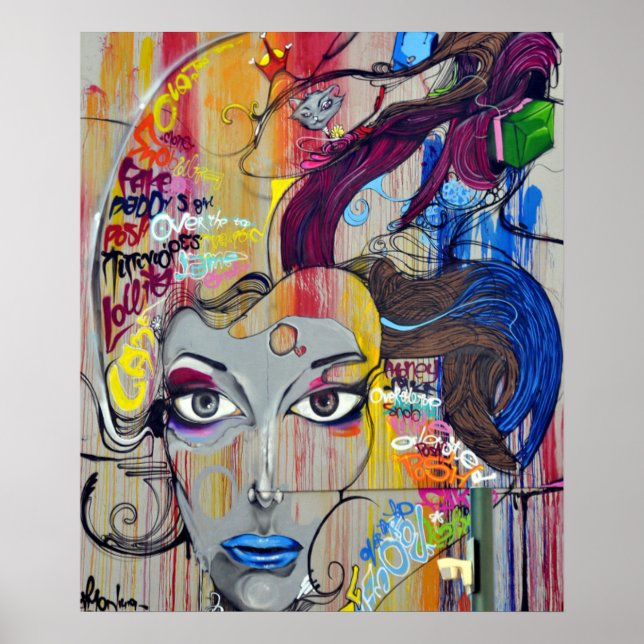 Creative Woman Psychedelic Art Graffiti Poster (Vorne)
