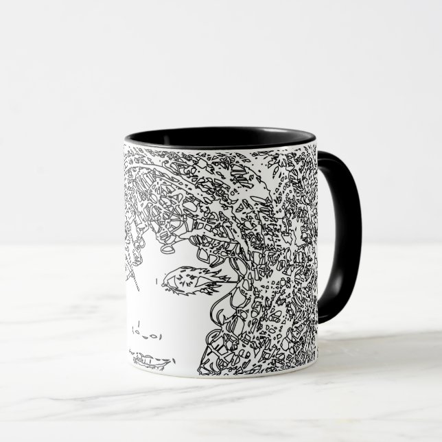 Creative Woman Schwarz-weiß Fireworks Tasse (VorderseiteRechts)