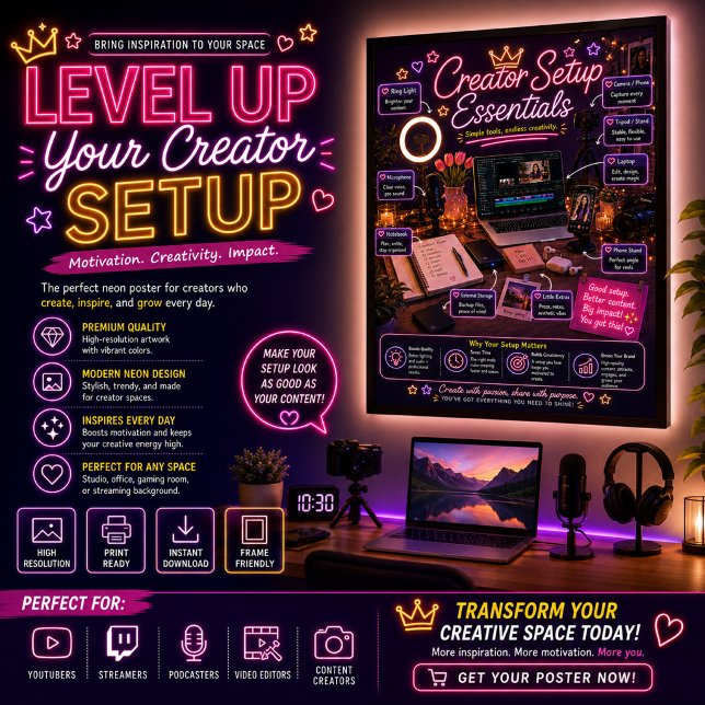 Creator Setup Essentials Neon Poster |  (Von Creator hochgeladen)